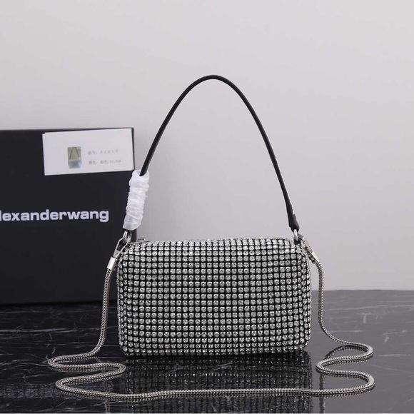 Alexander Wang Black and Silver Rhinestone Shoulder Bag - Picture 1 of 9